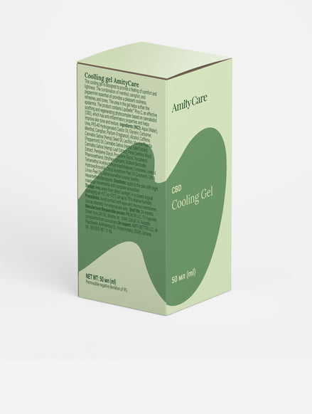 AmityCare CBD Cooling Gel 50мл — зворотня сторона упаковки з INCI складом інгредієнтів